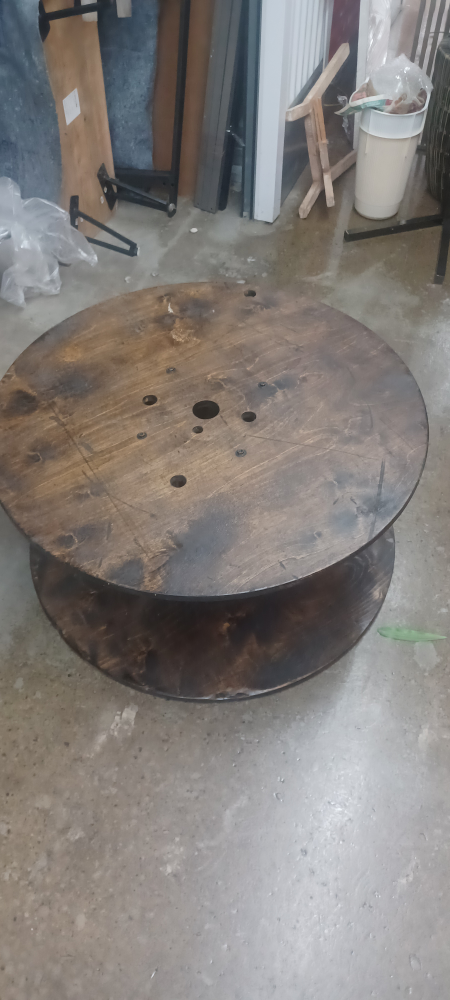Wood spindle coffee table