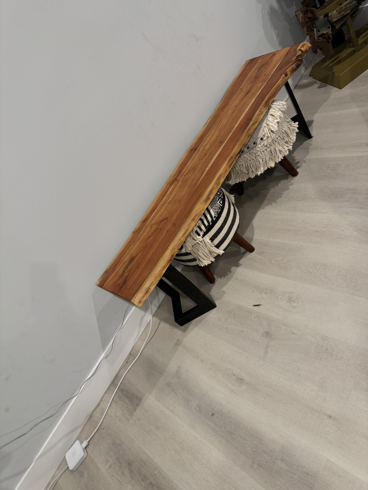 Solid wooden bench with metal legs. - photo 2