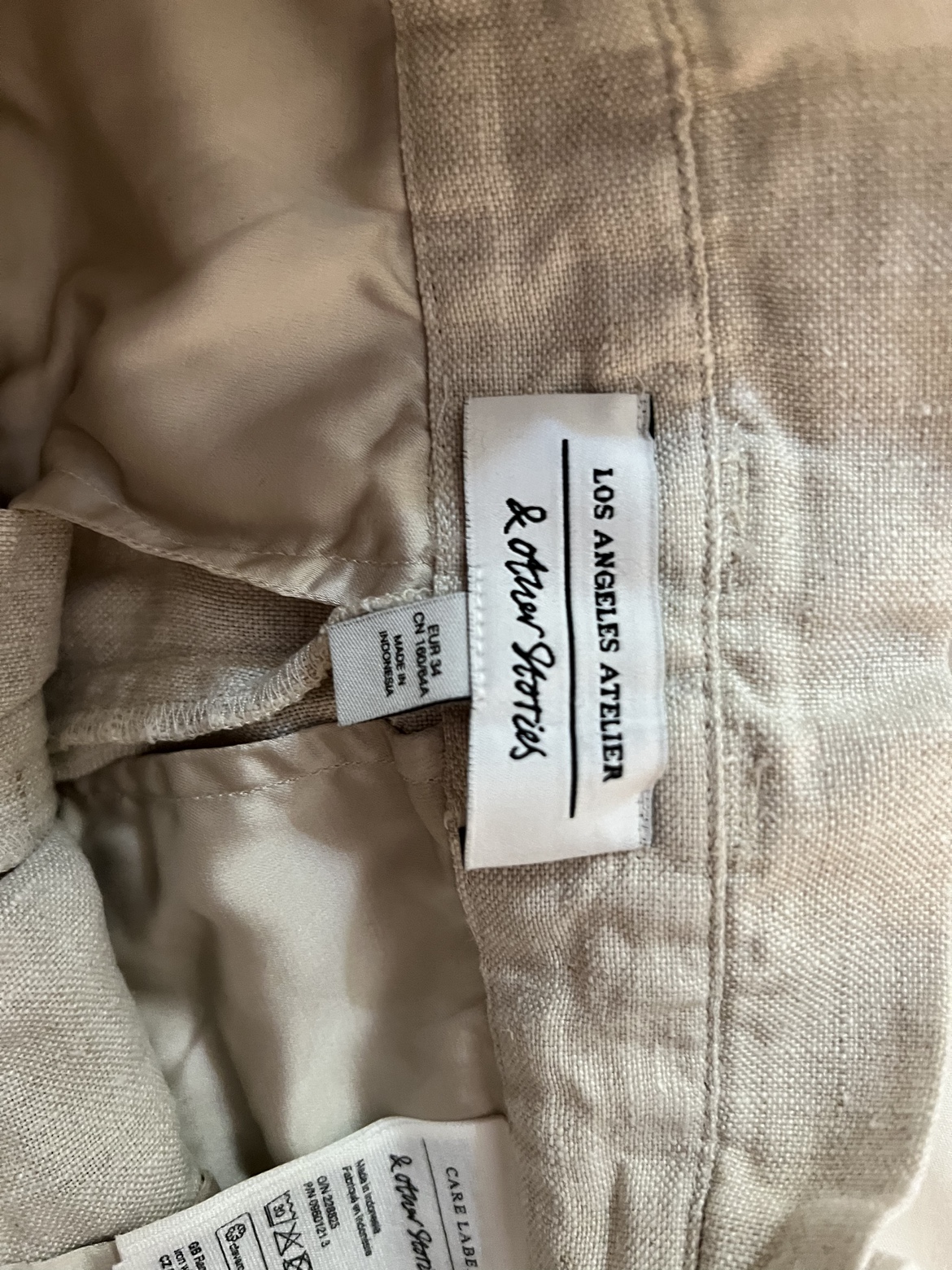 & other stories 100% linen beige pants - size 34 - photo 3