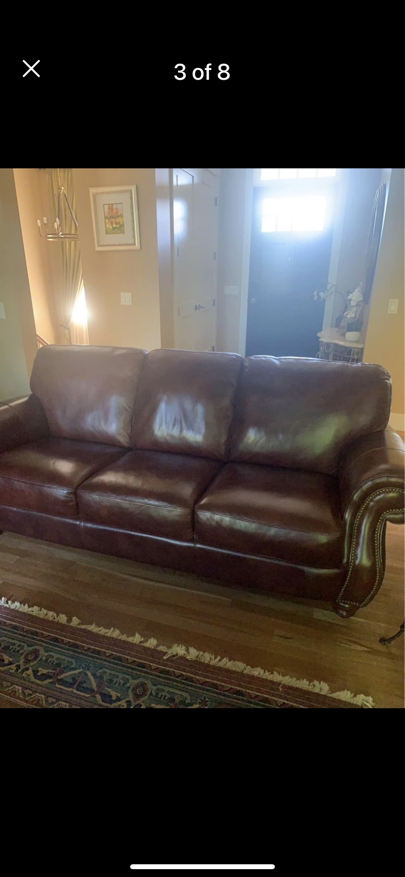 Natural leather sofa and chai - photo 5