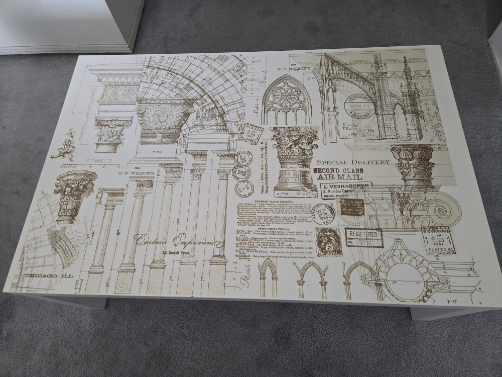 White coffee table with decoration