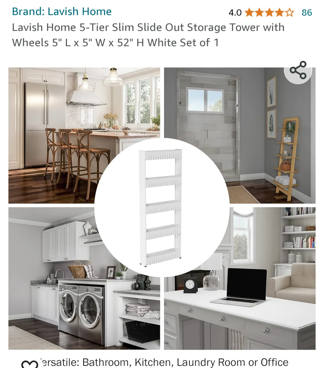 Lavish Home 5-Tier Slim Slide Out Storage Tower with Wheels image indicator(5)