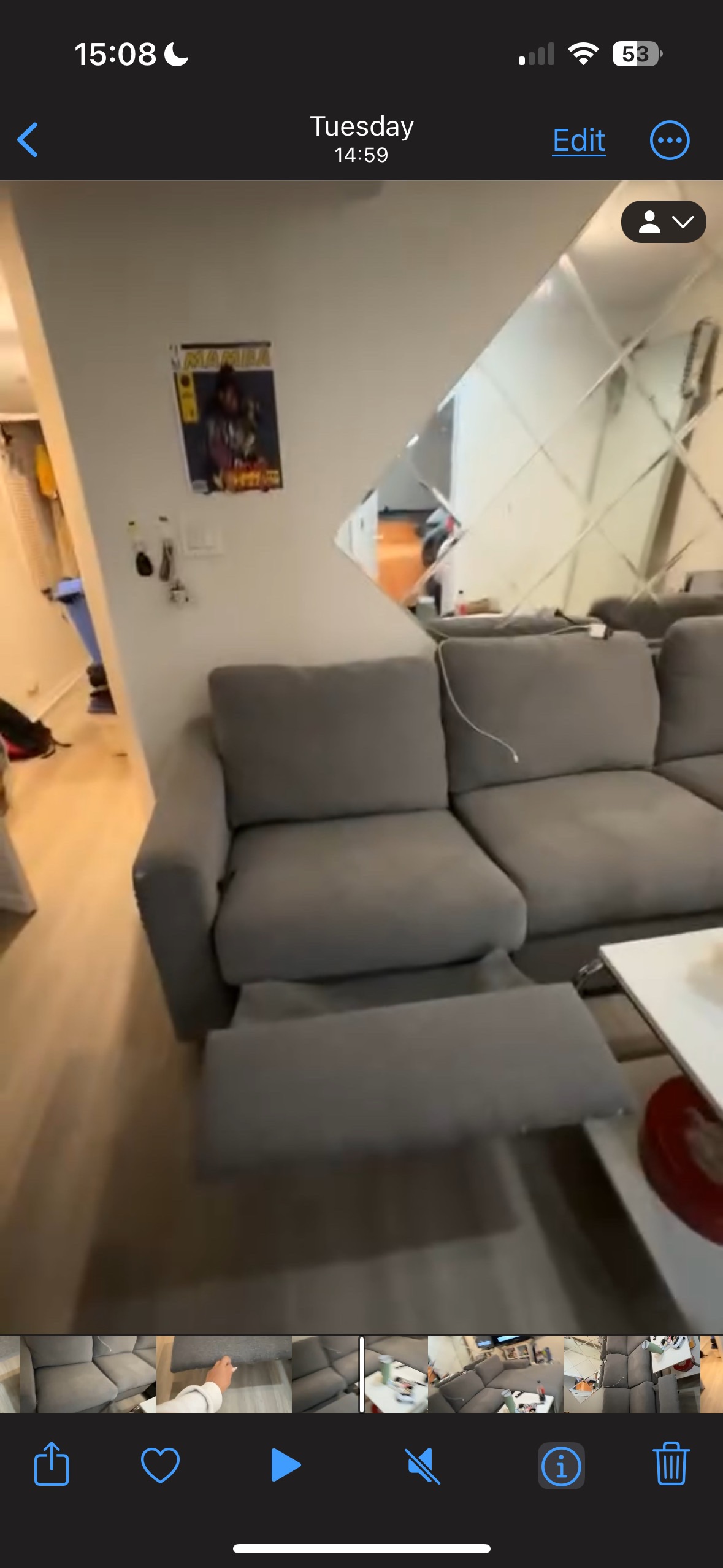 Grey L Couch with kick out foot rest - photo 4