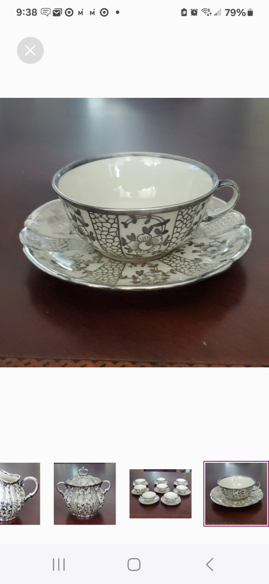 Vintage 21 Piece Italian Silver Overlay Tea Set image indicator(7)