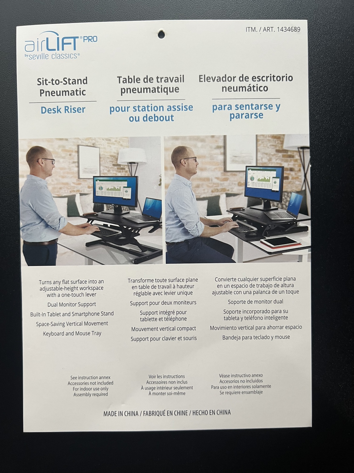 Sit to stand pneumatic desk riser/converter image indicator(2)