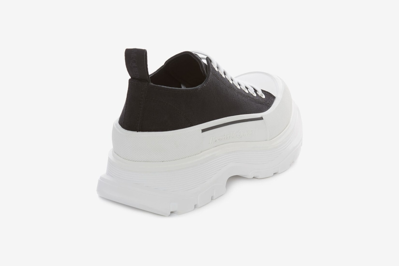 Alexander McQueen Tread Slick Lace Up Shoes - Black/White - photo 3