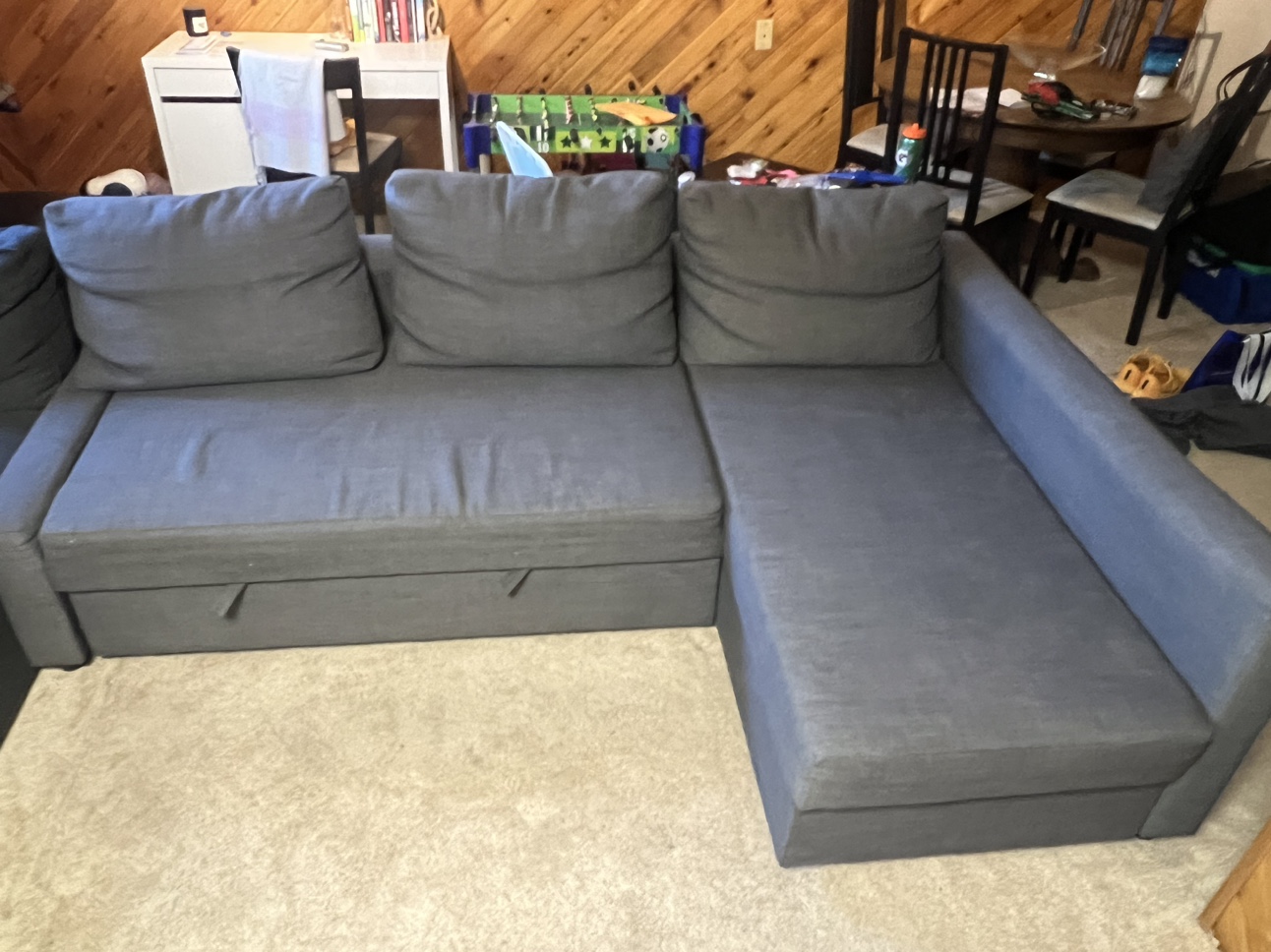 FRIHETEN - Corner sofa-bed with storage, Skiftebo dark gray