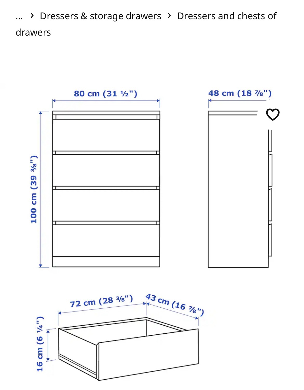 Malm 4 drawer chest - brand new - in box - photo 2