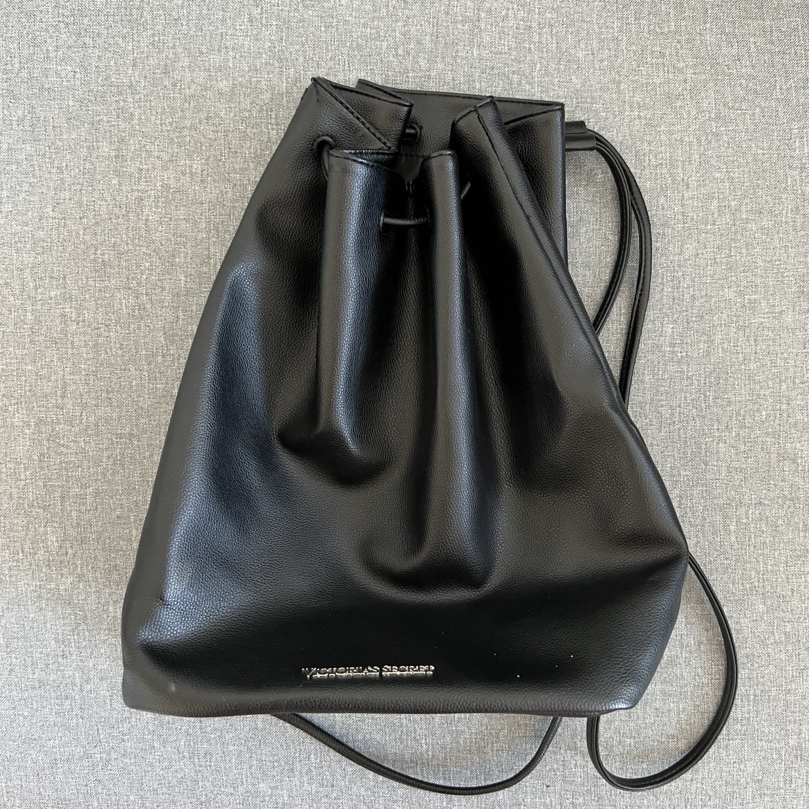 Black Faux Leather Bucket Bag/Backpack thumbnail