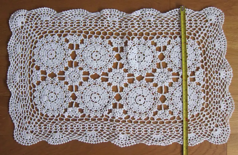 Rectangle Lovely & Beautiful crochet table runner, doily - photo 3