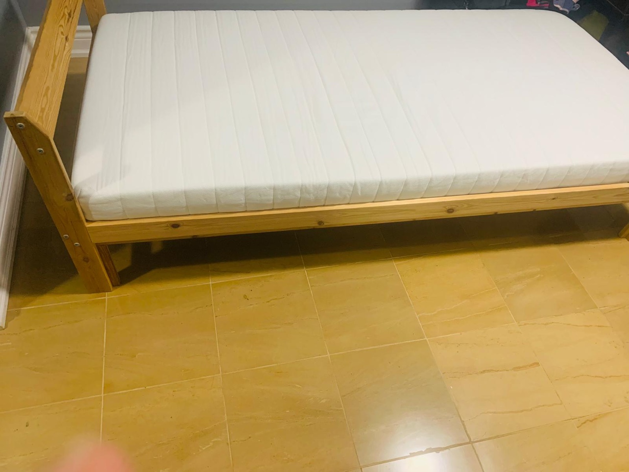 Twin size Bed frame with brand new Ikea mattress - photo 2