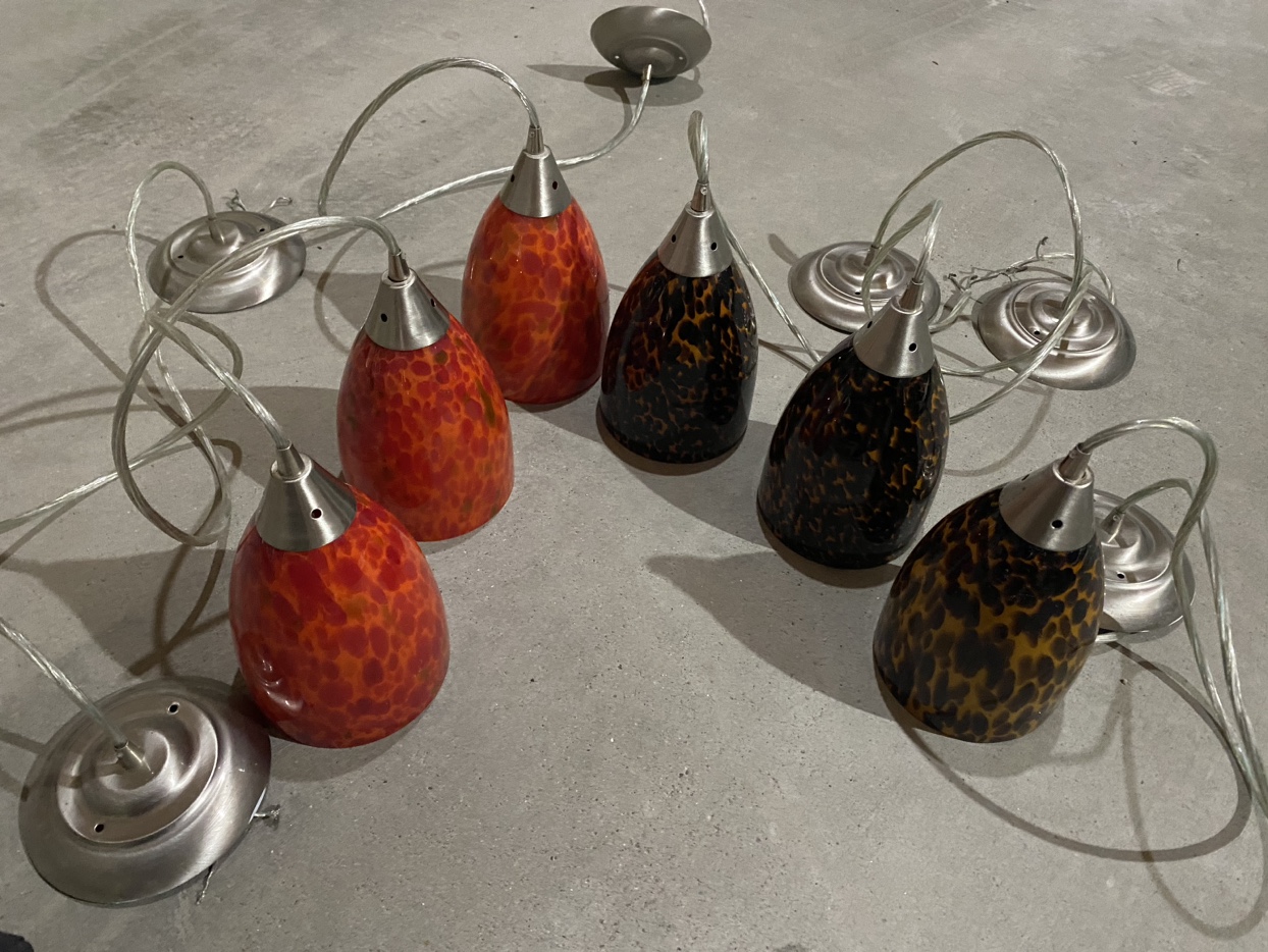 Pendant Ceiling Light Set of 6 Leopard Glass Shade