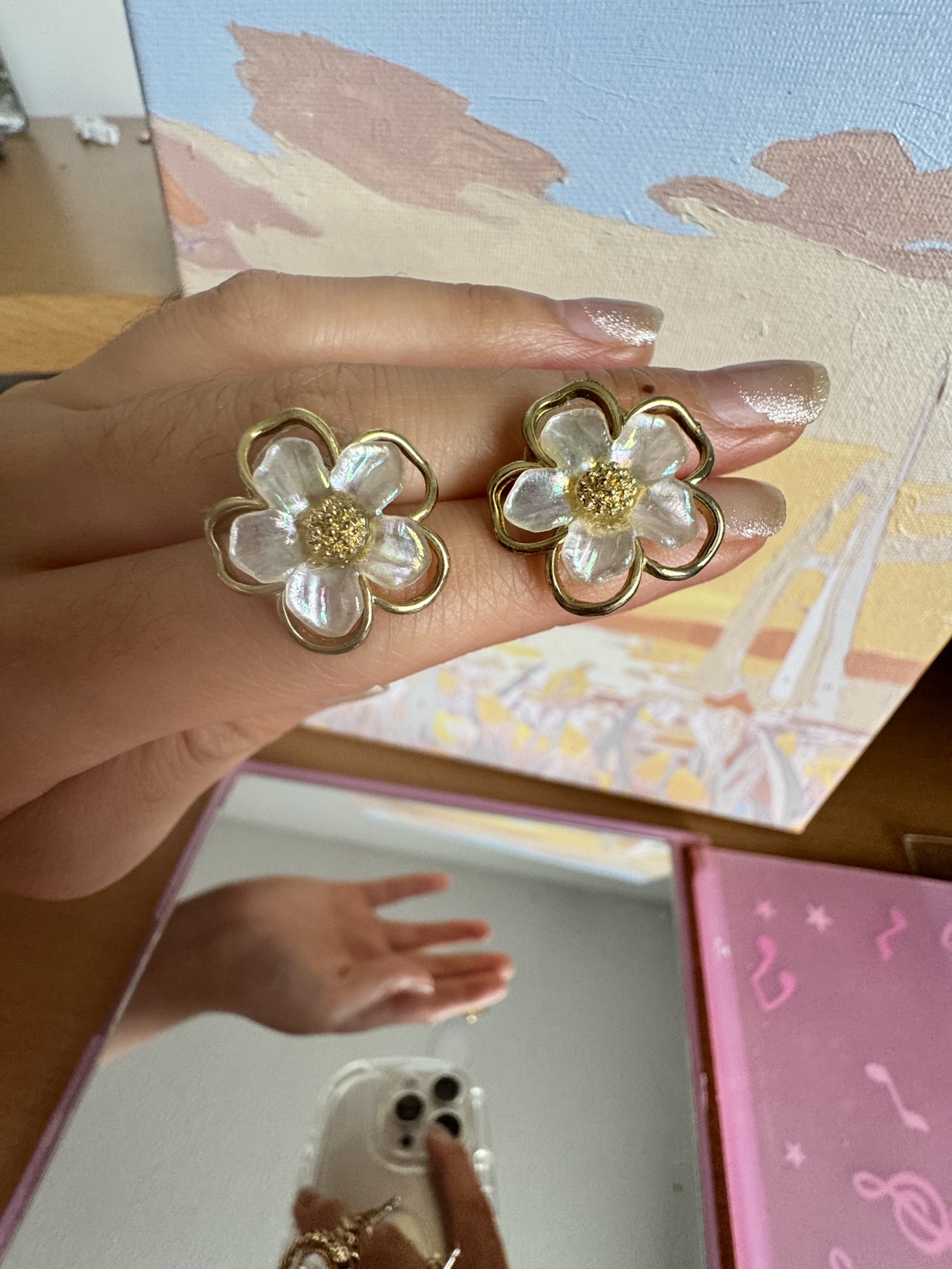 925 silver flower earrings