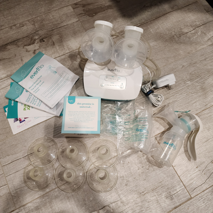 evenflo double electric breast pump plus manual hand pump