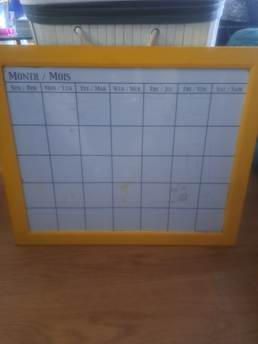Monthly Dry Erase Scheduler