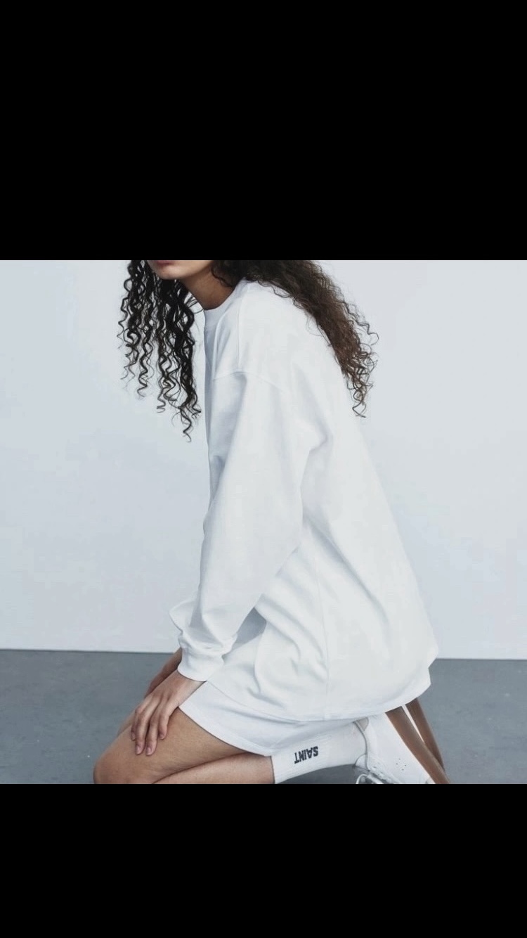 H&M Women’s White Long Sleeved 100% Cotton Jersey Shirt Size M👚🤍 image indicator(8)