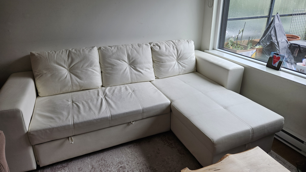 faux white leather L shape couch image indicator(5)