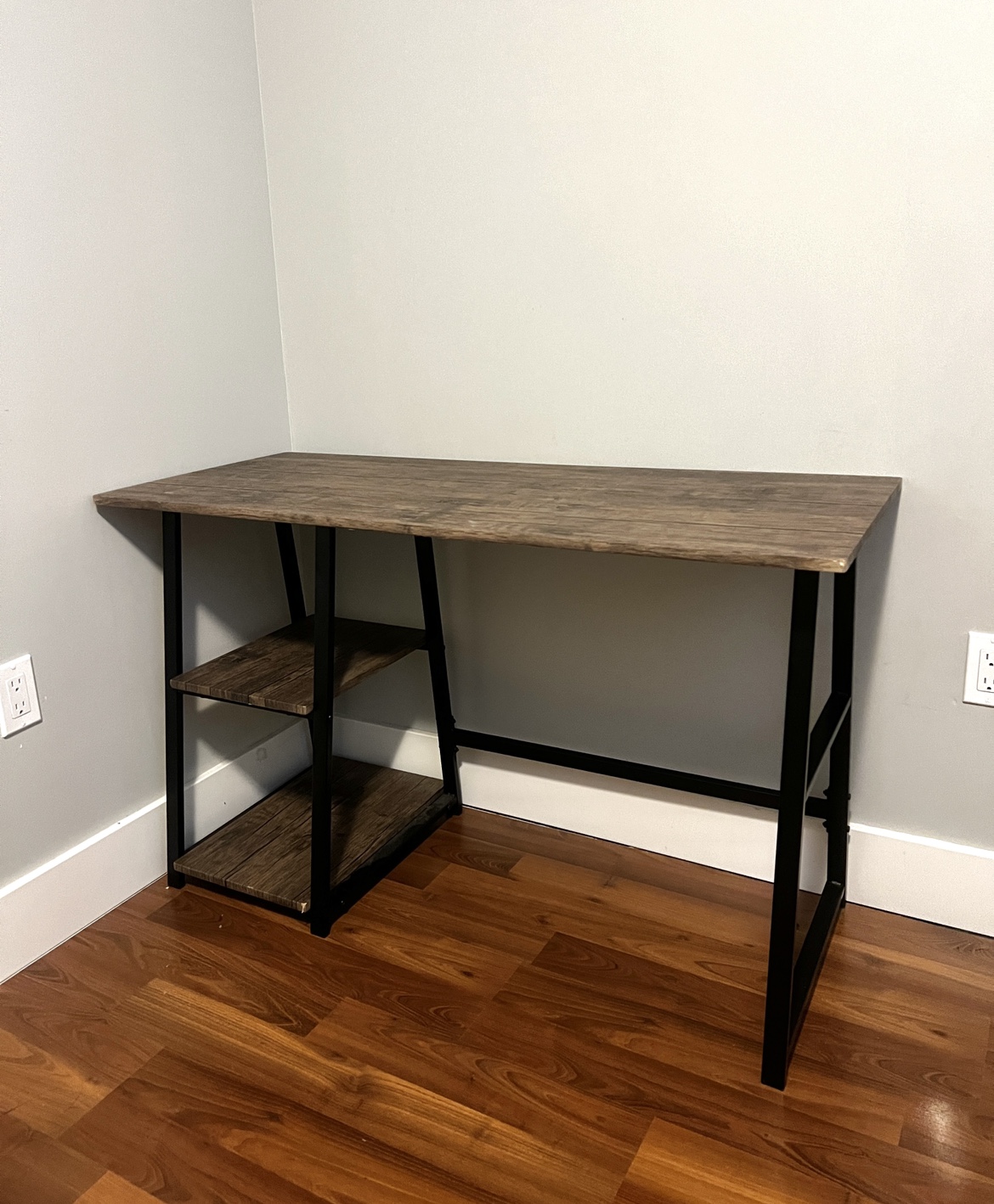 Black metal and wood desk - photo 2