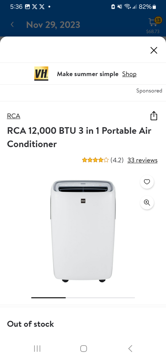 BRAND NEW RCA 12000 BTU PORTABLE AIR CONDITIONER