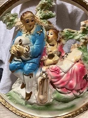 Vintage Victorian Baroque Couple Chalkware Art - photo 2