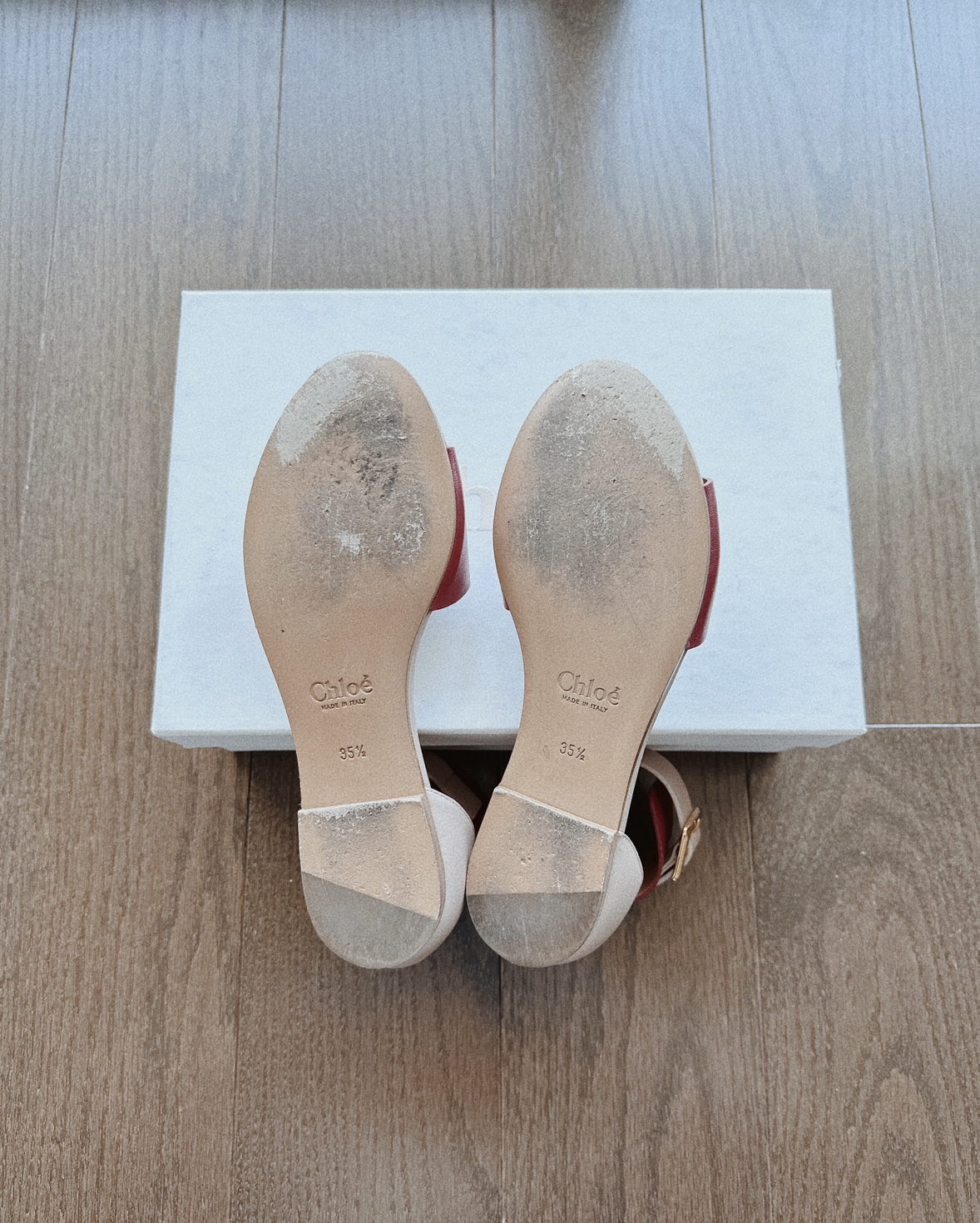 Chloe Gala Two Tone Leather Ankle Cuff Flat Sandals image indicator(4)