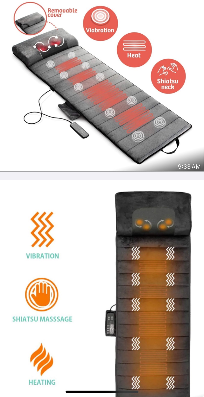 Full-Body Massage Mat w/ Shiatsu Neck Massage image indicator(2)