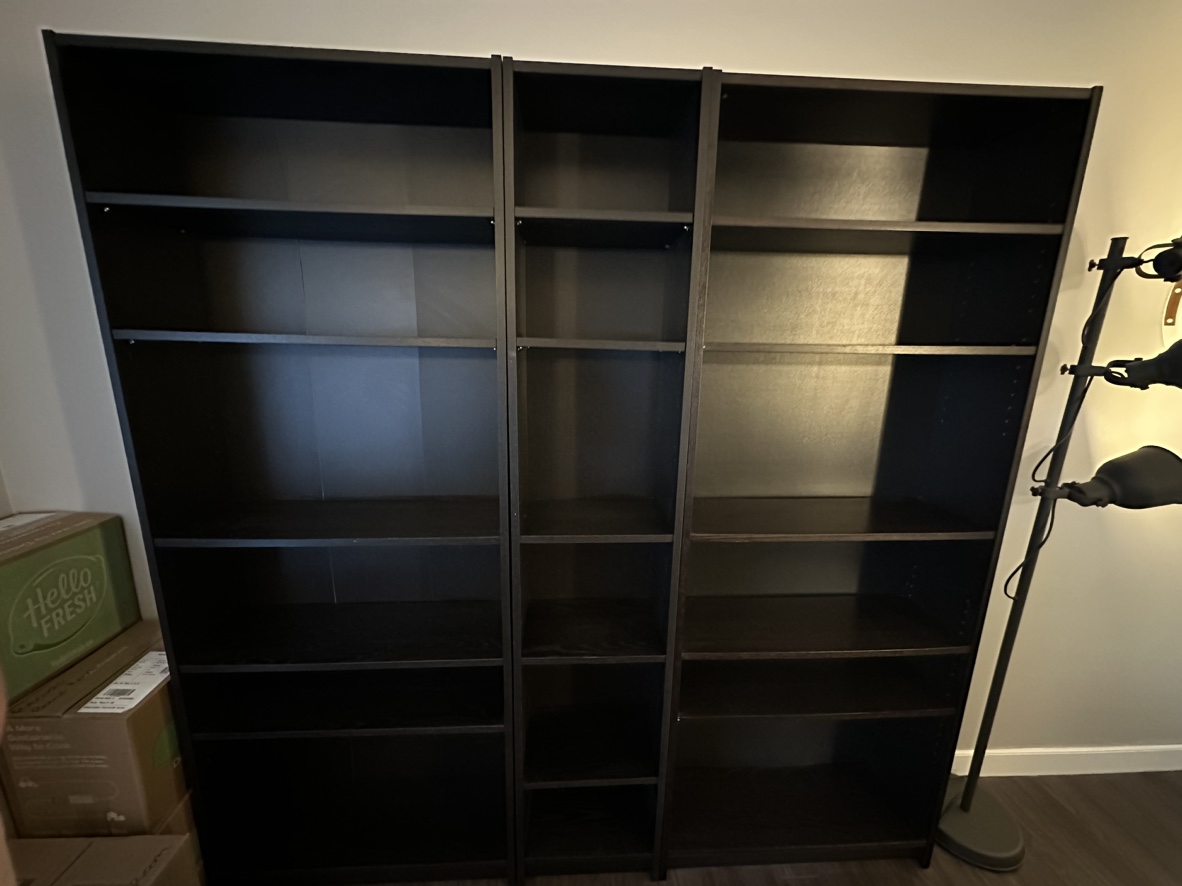 3 Black IKEA Billy Bookcases - photo 2