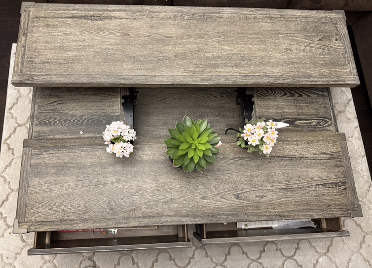 2 Stage Teak Wood Pull-up Coffee Table - photo 2