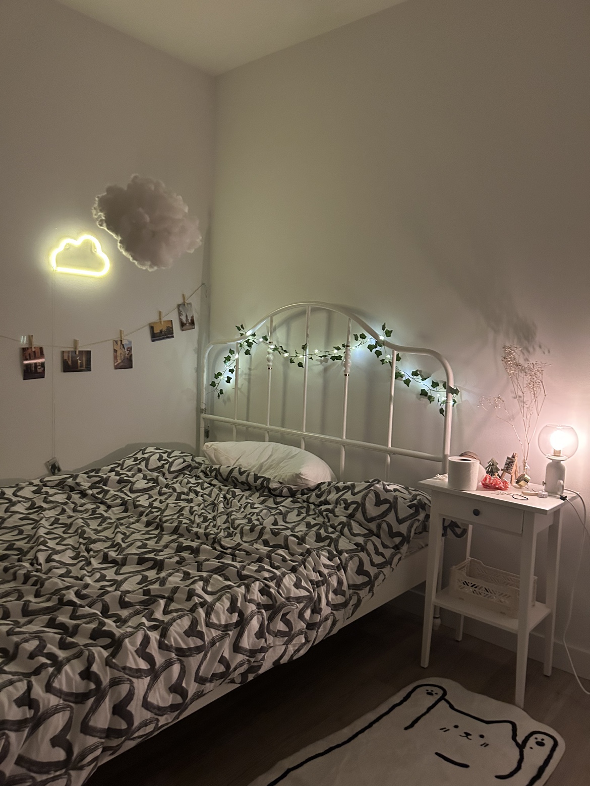 Steel white ikea queen size bed
