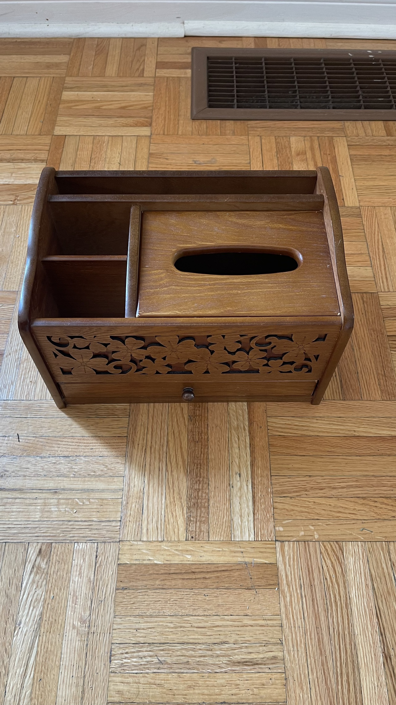 Wood tissue box with storage - photo 2