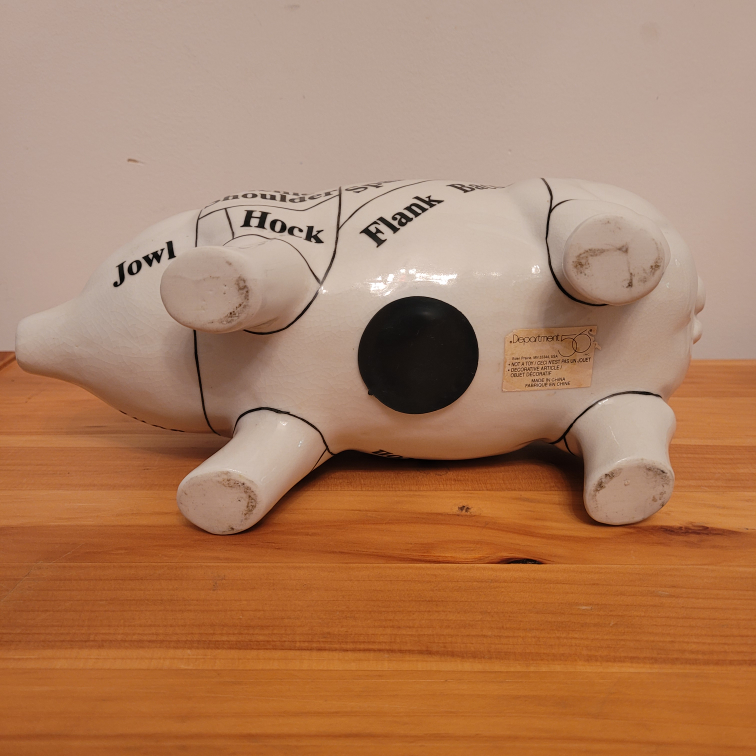 Vintage DEPARTMENT 56 Butcher Chart Piggy Bank image indicator(7)
