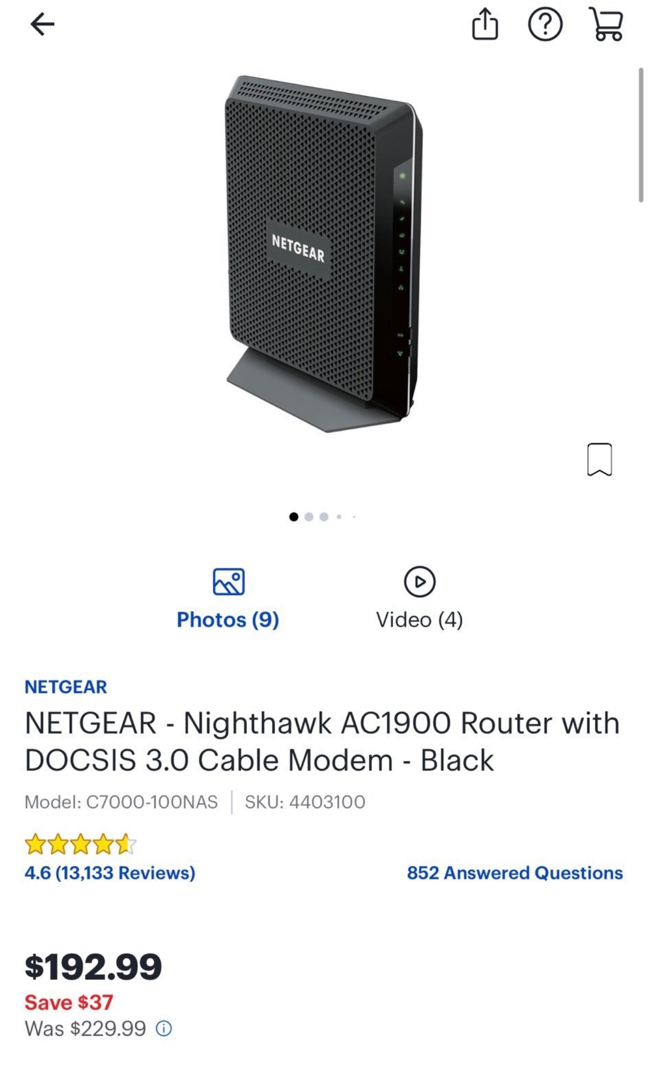 Netgear C7000 Modem Wireless Router combo retails $200 image indicator(2)