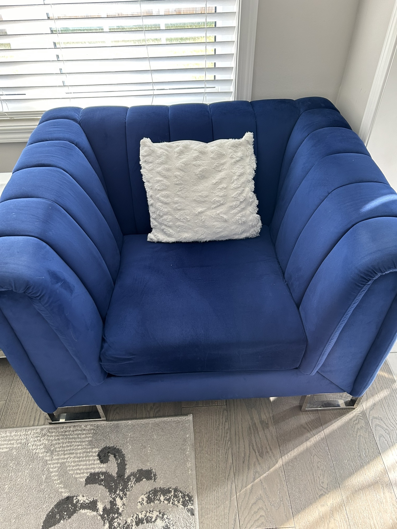 3 Piece Blue Velvet Couches - photo 2