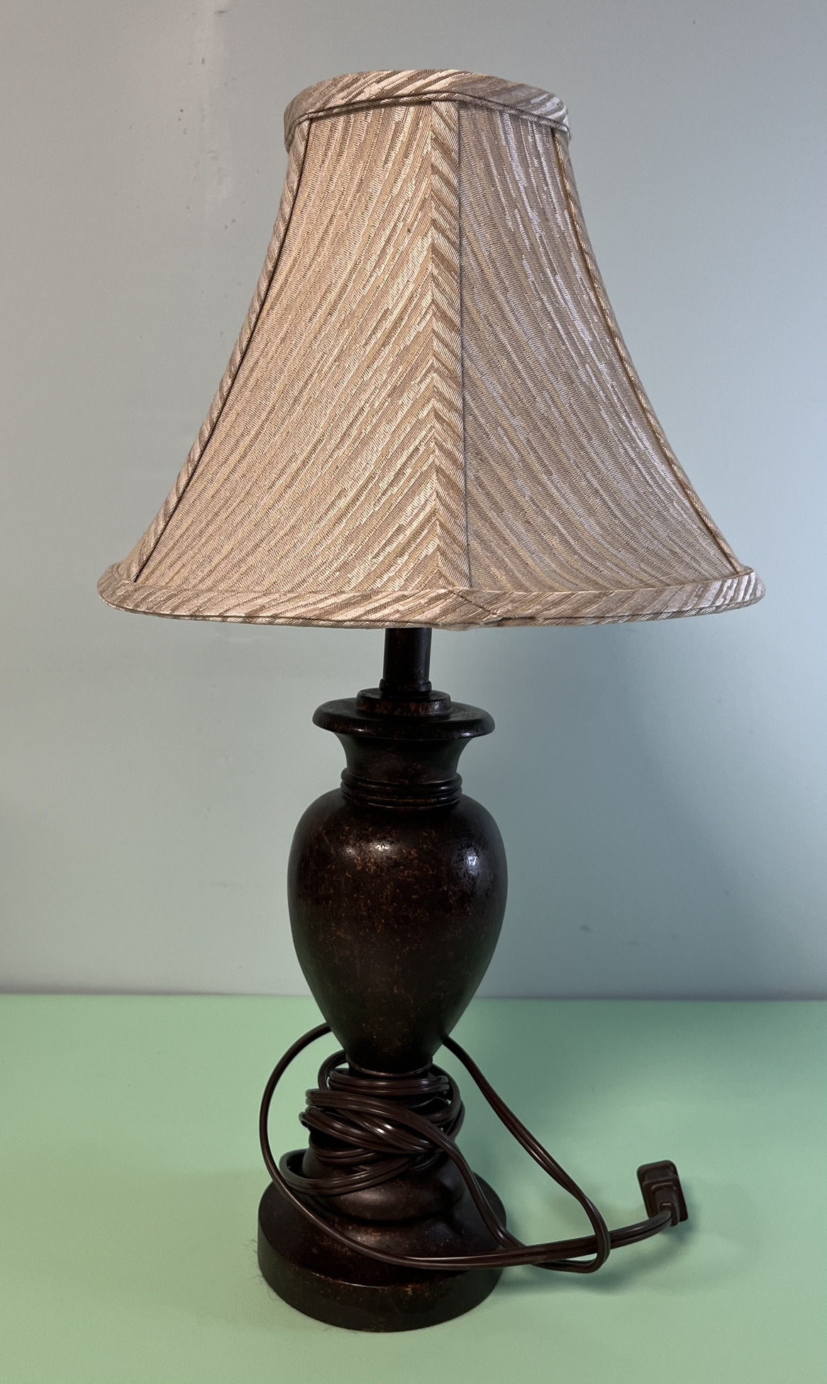 Chocolate Brown Lamp with Cream Lamp Shade - photo 2