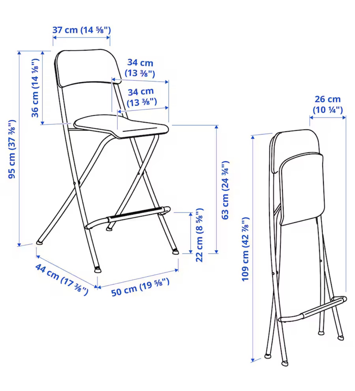 IKEA - Franklin Bar Stool with backrest, foldable - photo 4