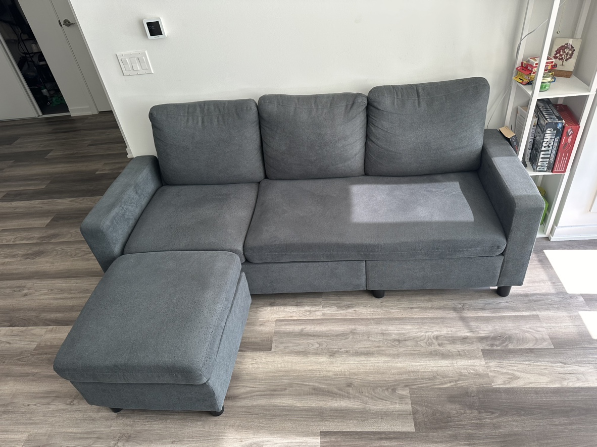 Grey sectional couch 3 seater thumbnail