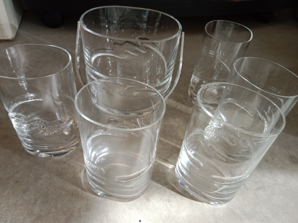 Pierre Cardin glass ice bucket & 4 glass