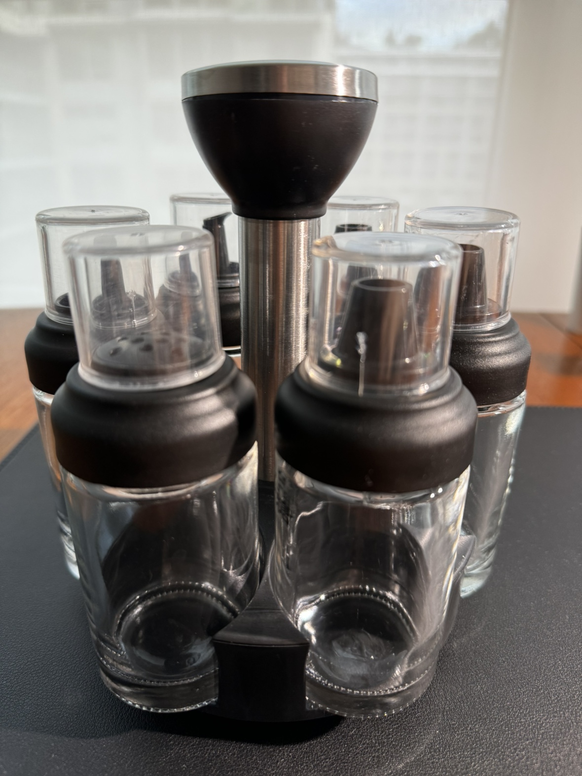 Rotating Seasoning Spice Rack Organizer with glass Jars(6Pcs) image indicator(3)