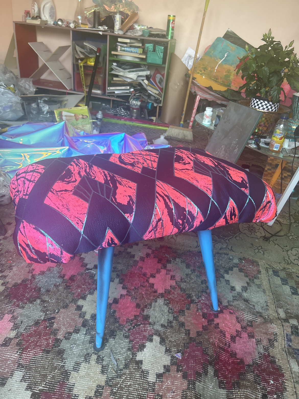 Glam Neon Deco Ottoman (handmade)