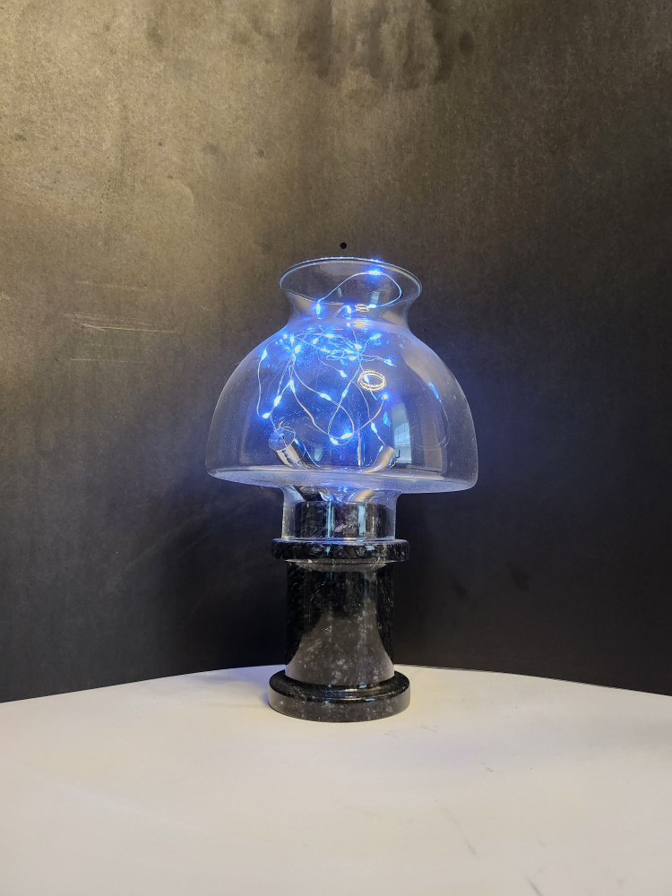 Marble and Glass Hurricane Lamp  11" x 7" - photo 3