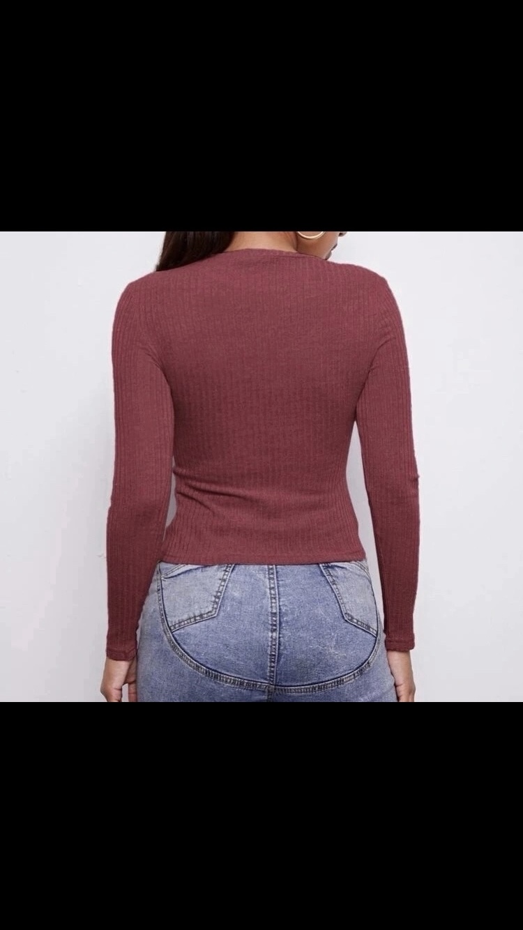 Shein Women’s Pink Ribbed Long Sleeve Shirt Top👚 Size XL❤️🩷💜🌹🥀🌷 image indicator(3)