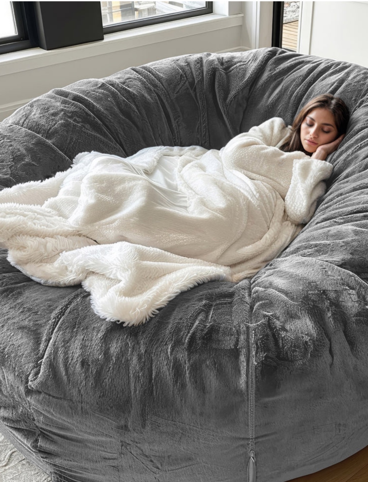 Bean bag luxury faux fur