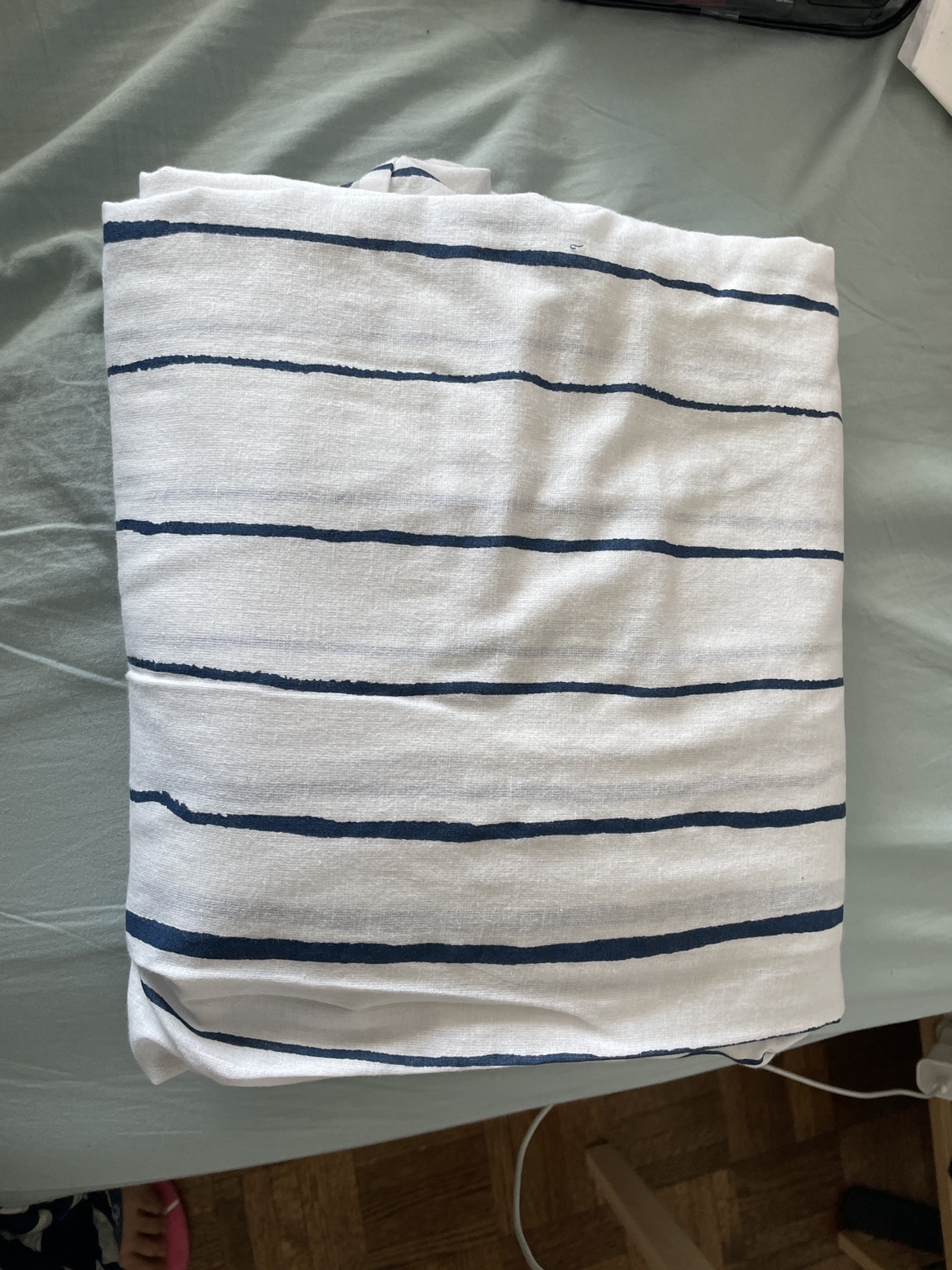 Twin duvet cover white with blue stripes - photo 2