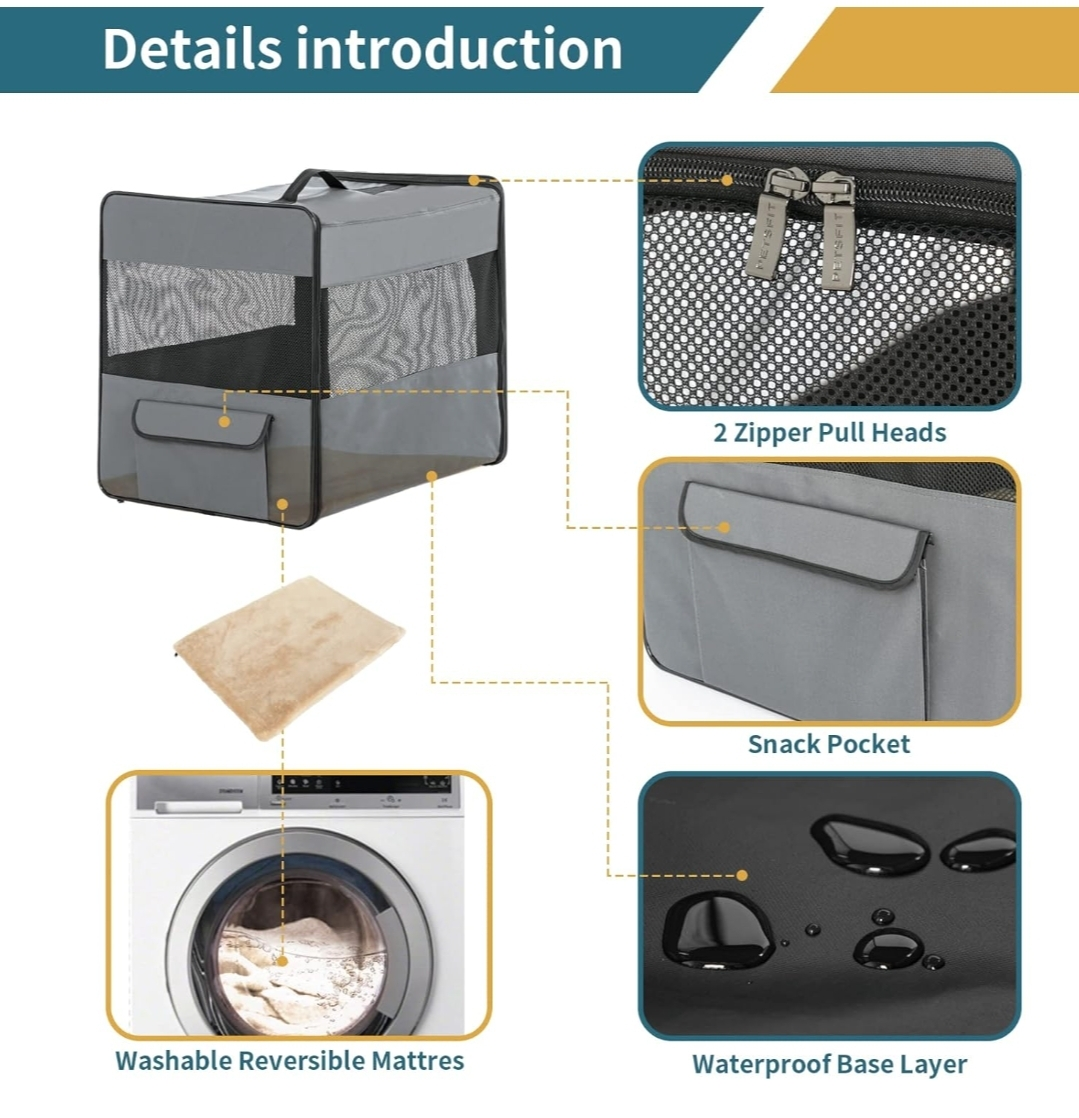 Petsfit Sided Dog Crate, Chewproof Design Breathable, Grey image indicator(4)