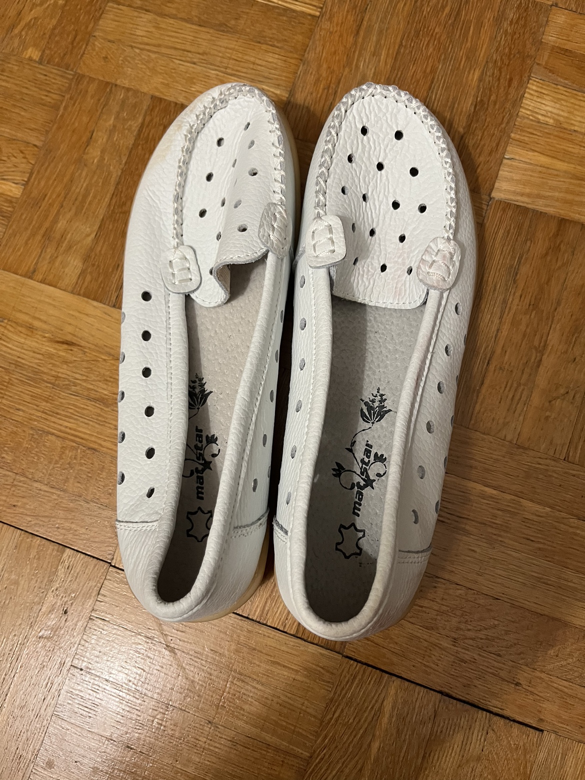 White Shoes with Hole Design