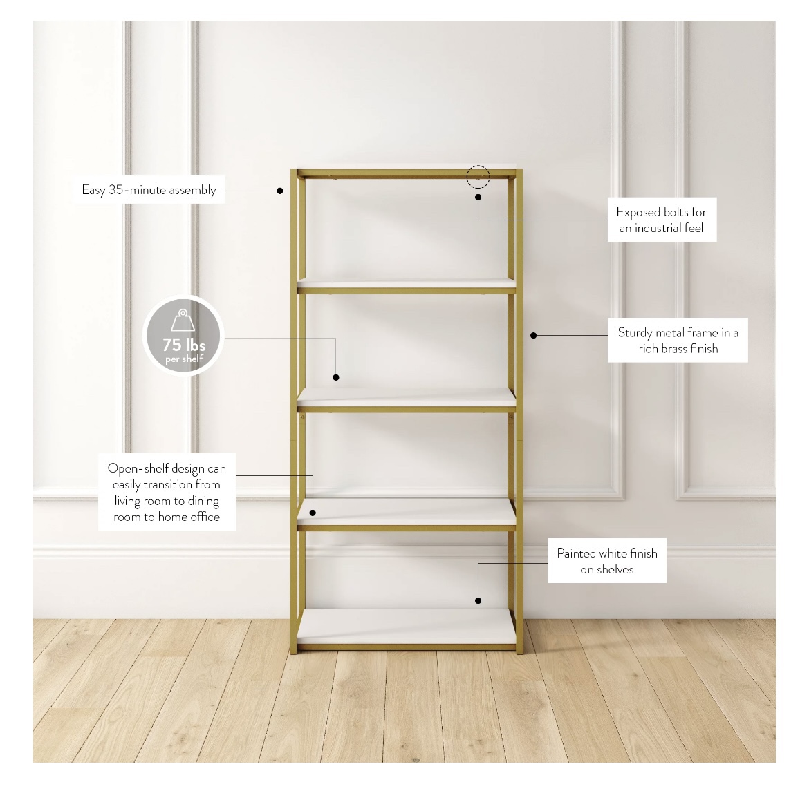 Nathan James Modern Etagere Bookcase - photo 4
