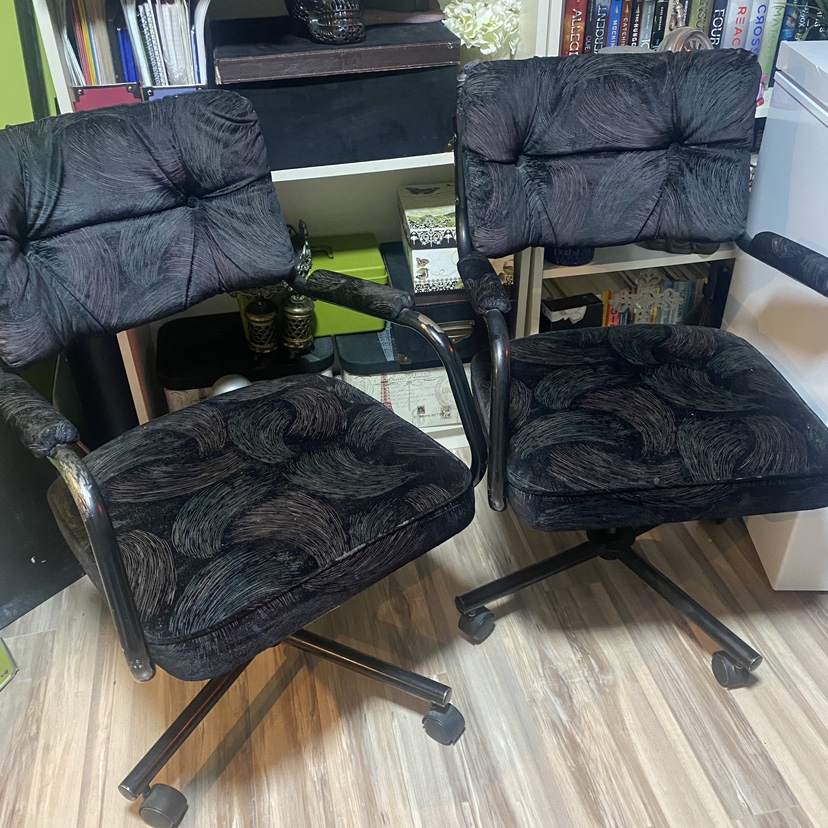Retro Metal and velvet Chairs - for office or kitchen. thumbnail