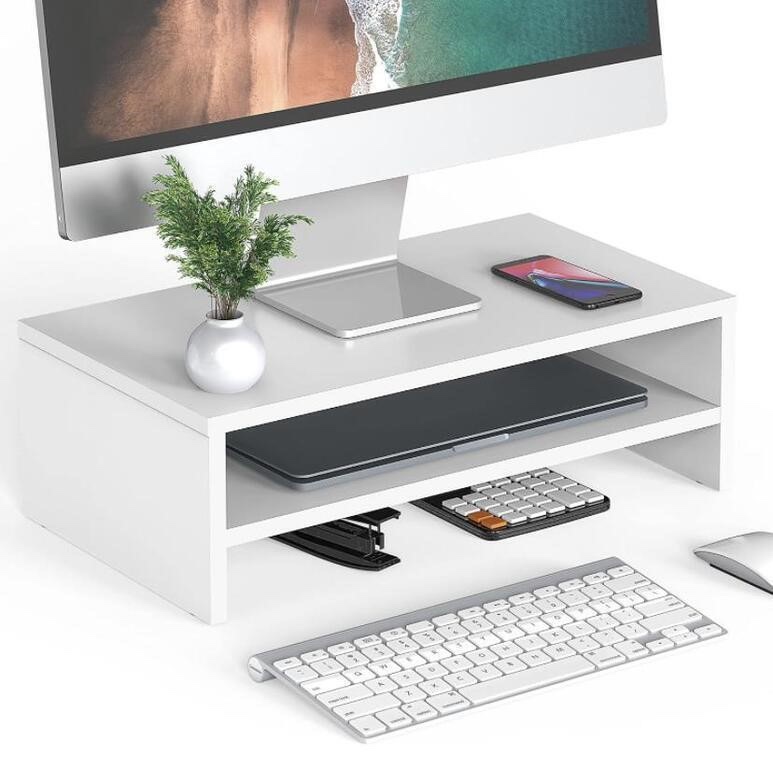 WOOD MONITOR STAND RISER