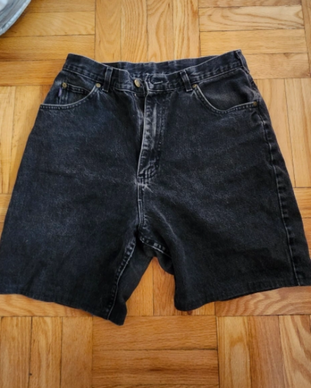 black denim shorts
