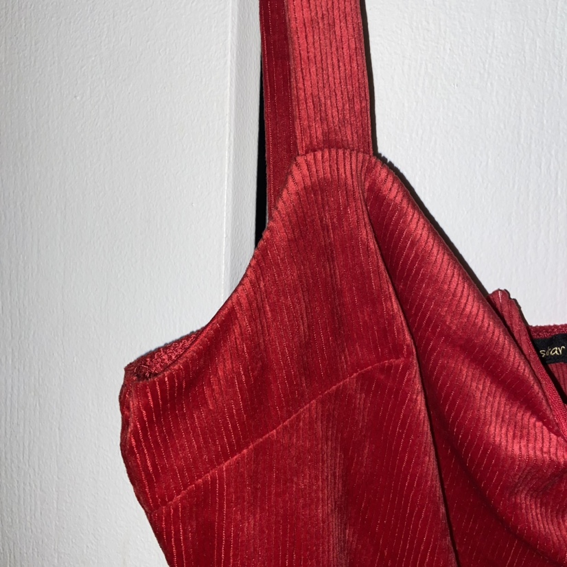 corduroy velvet red bodysuit size large image indicator(3)